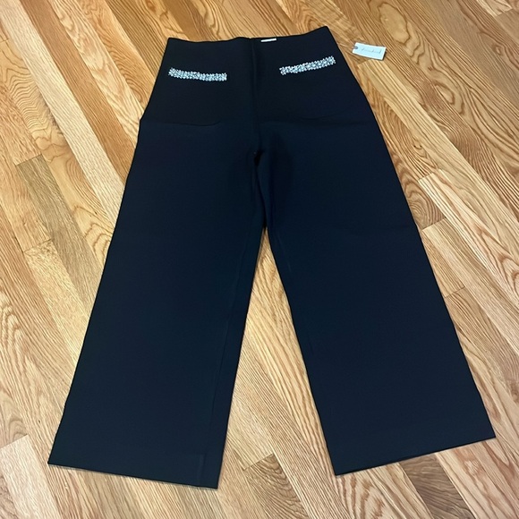 Anthropologie The Colette Cropped Wide-Leg Pants Rhinestone Pocket Ed 29 NWT - Picture 2 of 15